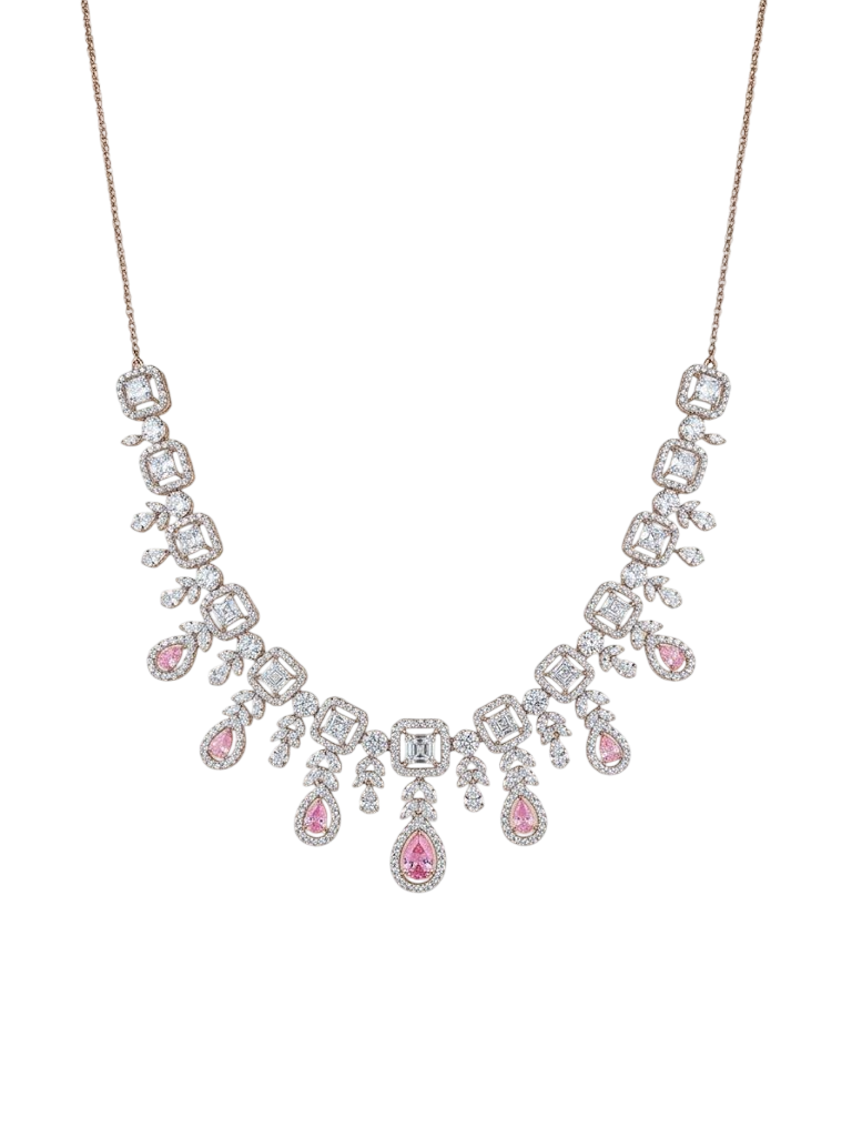 Elegant Blush-Drop Geometric Necklace