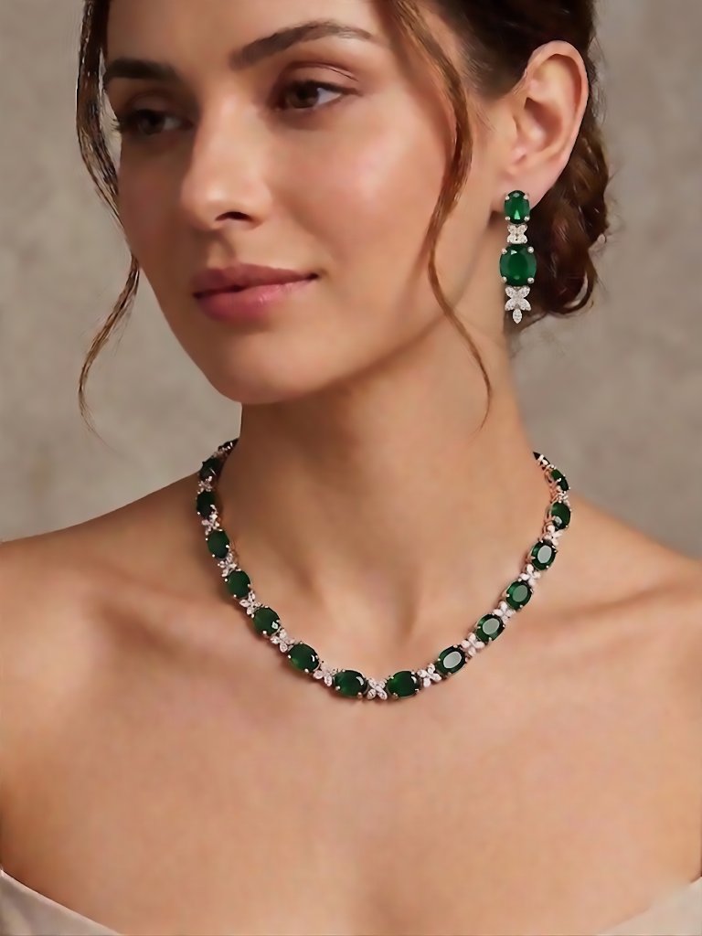 Royal Oval Emerald and Diamond Statement Set