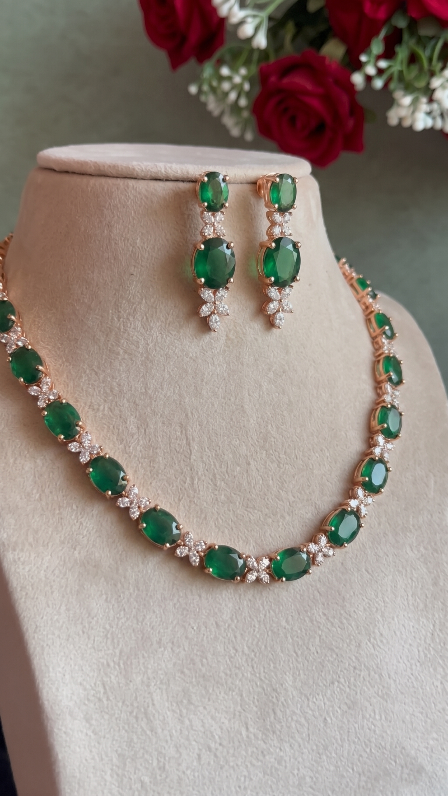 Royal Oval Emerald and Diamond Statement Set