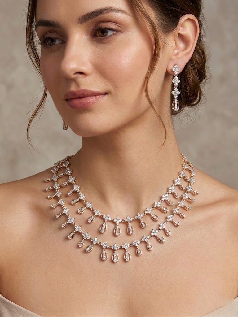 Dual-Layer Floral and Teardrop Statement Set