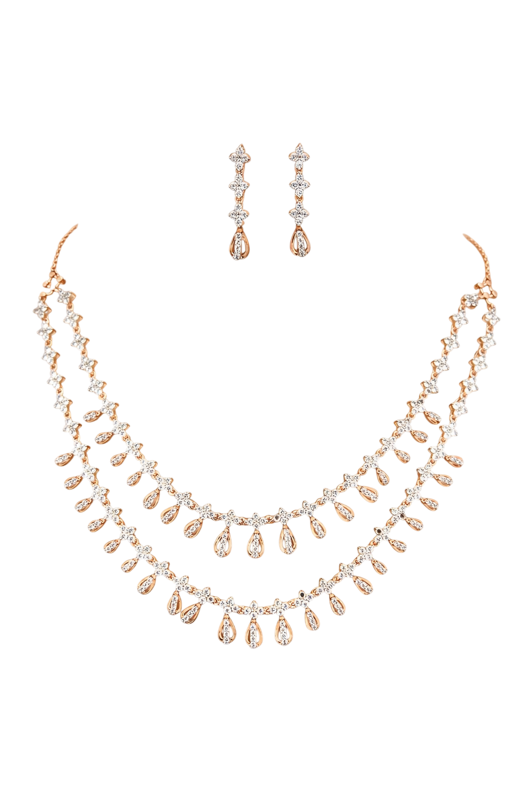 Dual-Layer Floral and Teardrop Statement Set