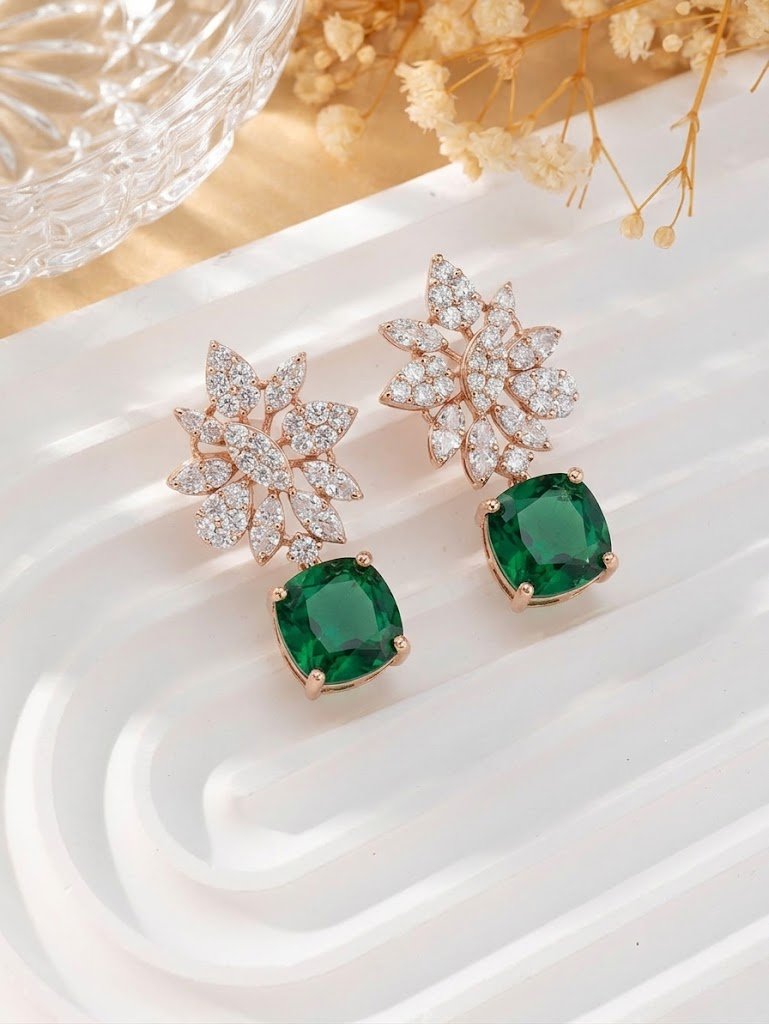Floral Emerald Drop Earrings