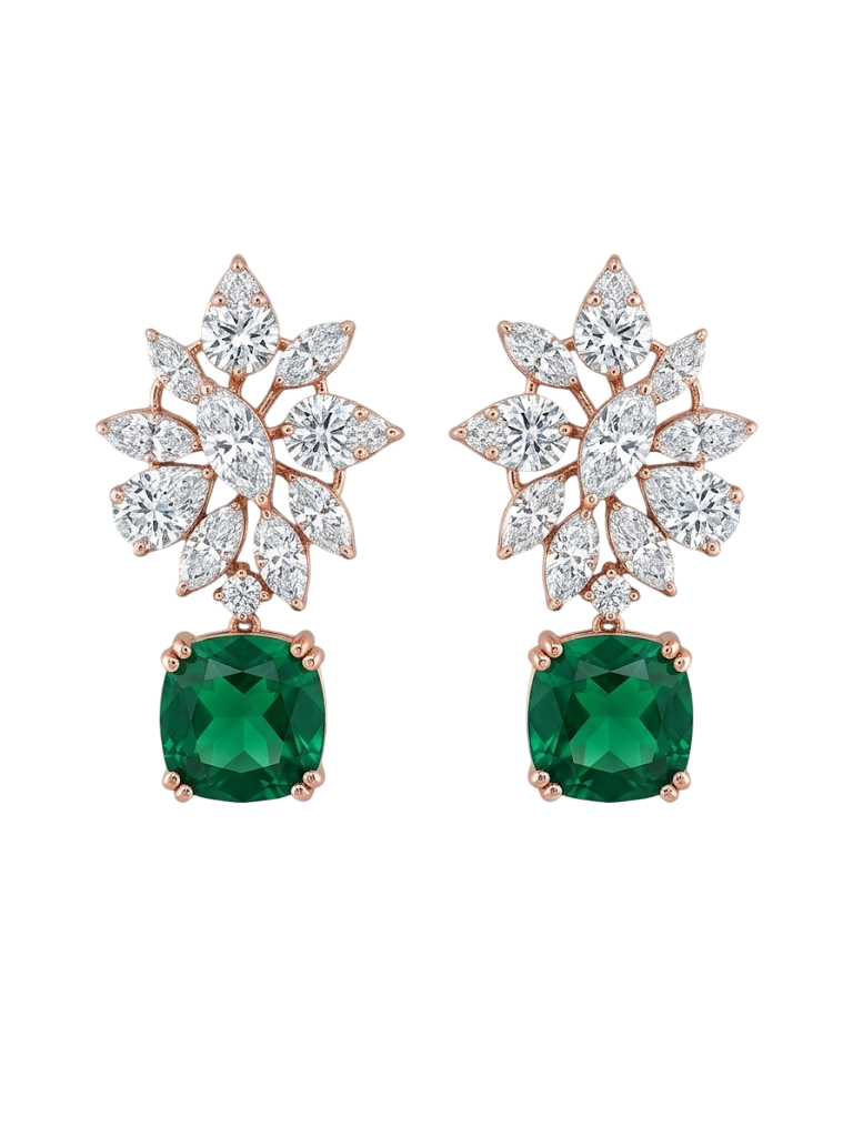 Floral Emerald Drop Earrings