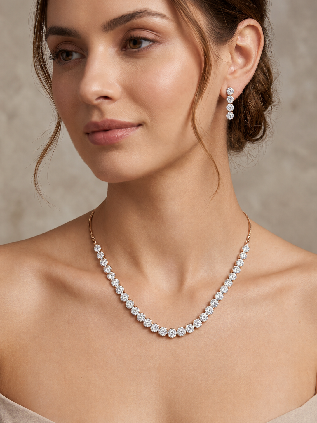 Name Classic Solitaire Tennis Necklace and Earring Set