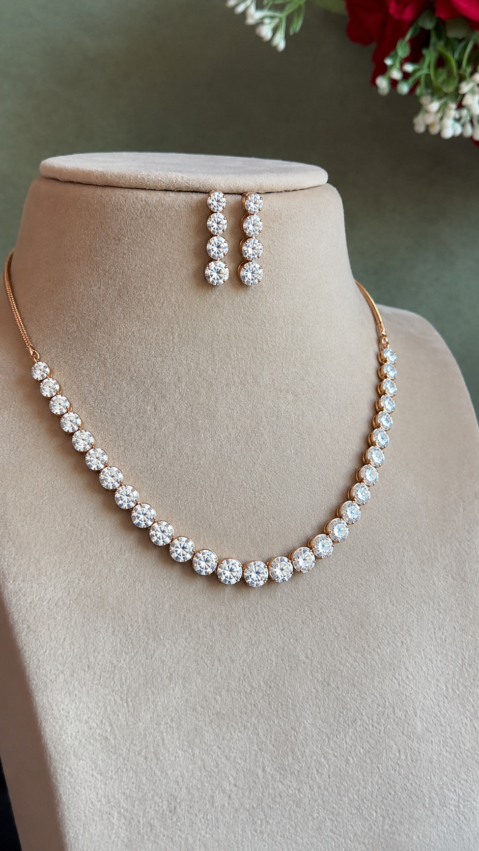 Name Classic Solitaire Tennis Necklace and Earring Set