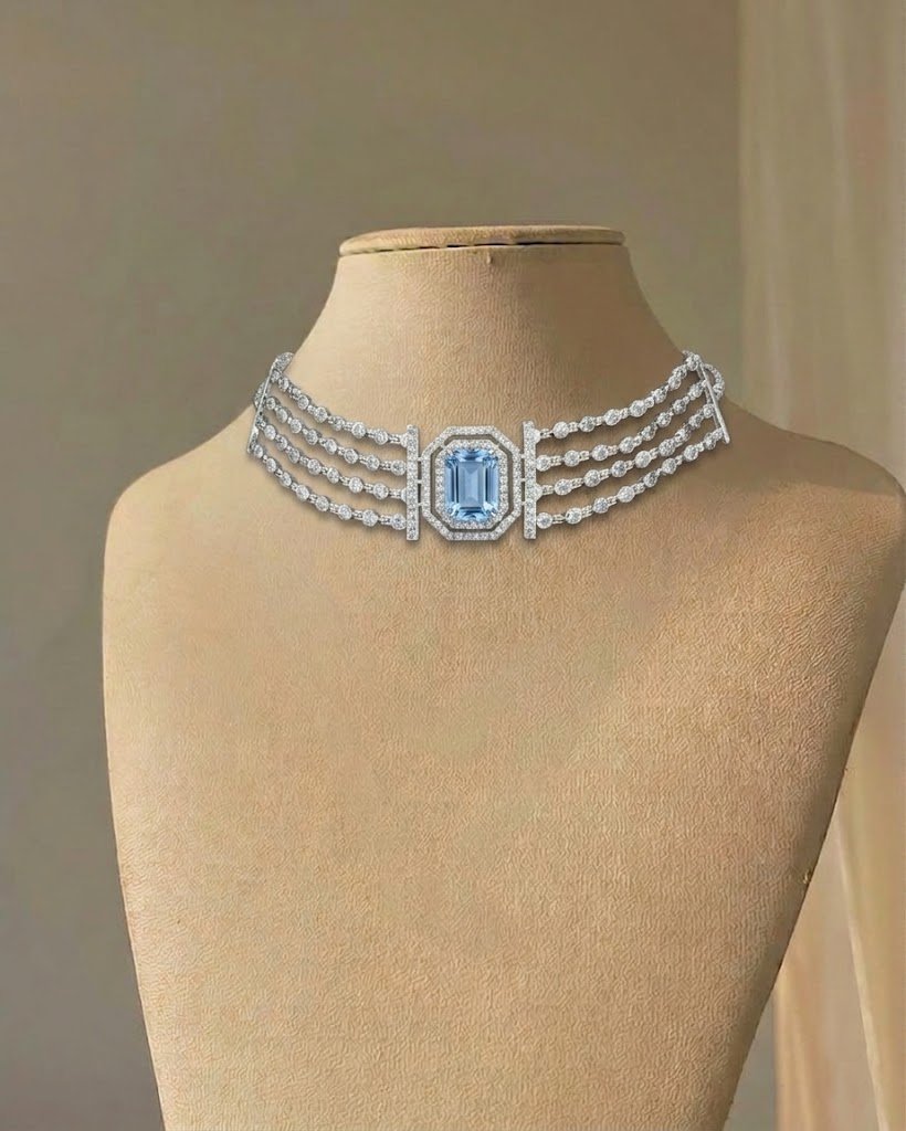 Regal Sapphire and Diamond Multi-Strand Choker