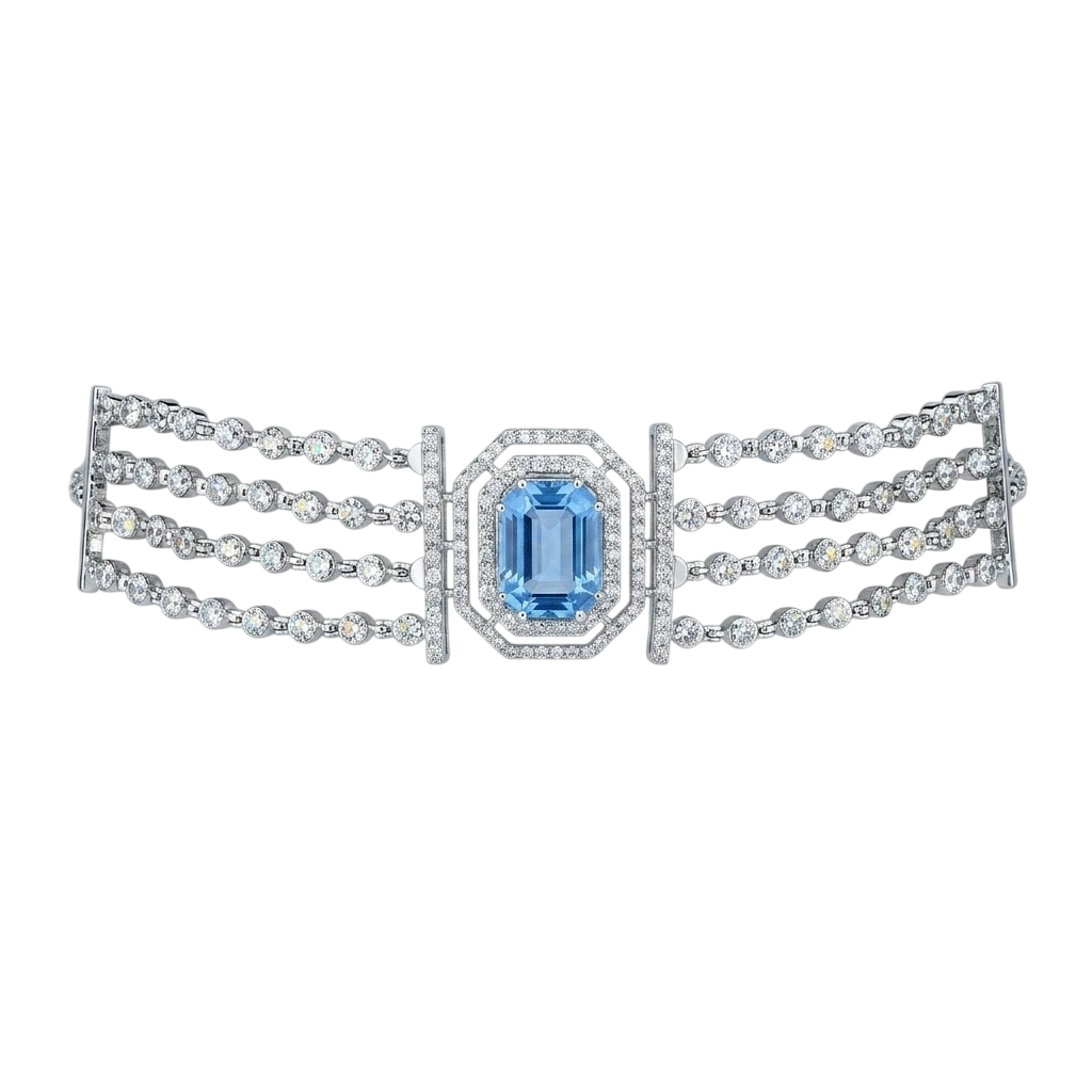 Regal Sapphire and Diamond Multi-Strand Choker