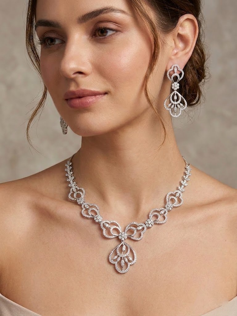 Elegant Filigree Pavé Statement Set