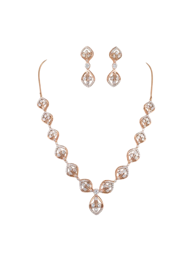 Botanical Pavé Leaf Necklace and Earring Set