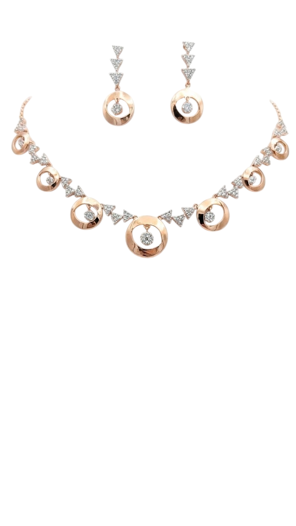 Minimalist Open-Circle Pavé Necklace and Earring Set