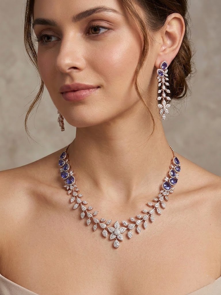 Botanical Violet and Diamond Statement Set