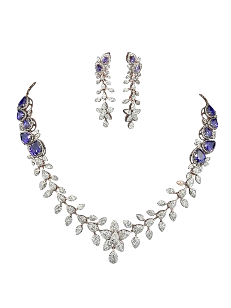 Botanical Violet and Diamond Statement Set