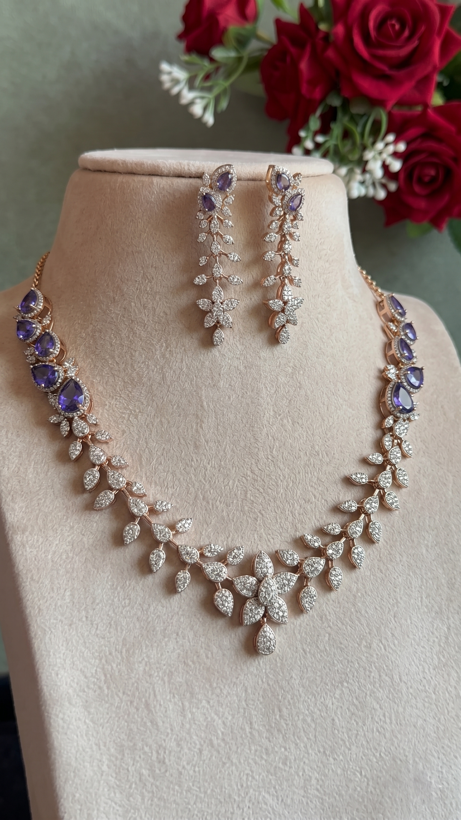 Botanical Violet and Diamond Statement Set