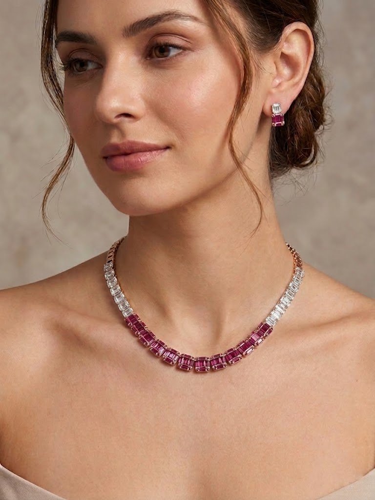 Regal Baguette Ruby and Diamond Gradient Set