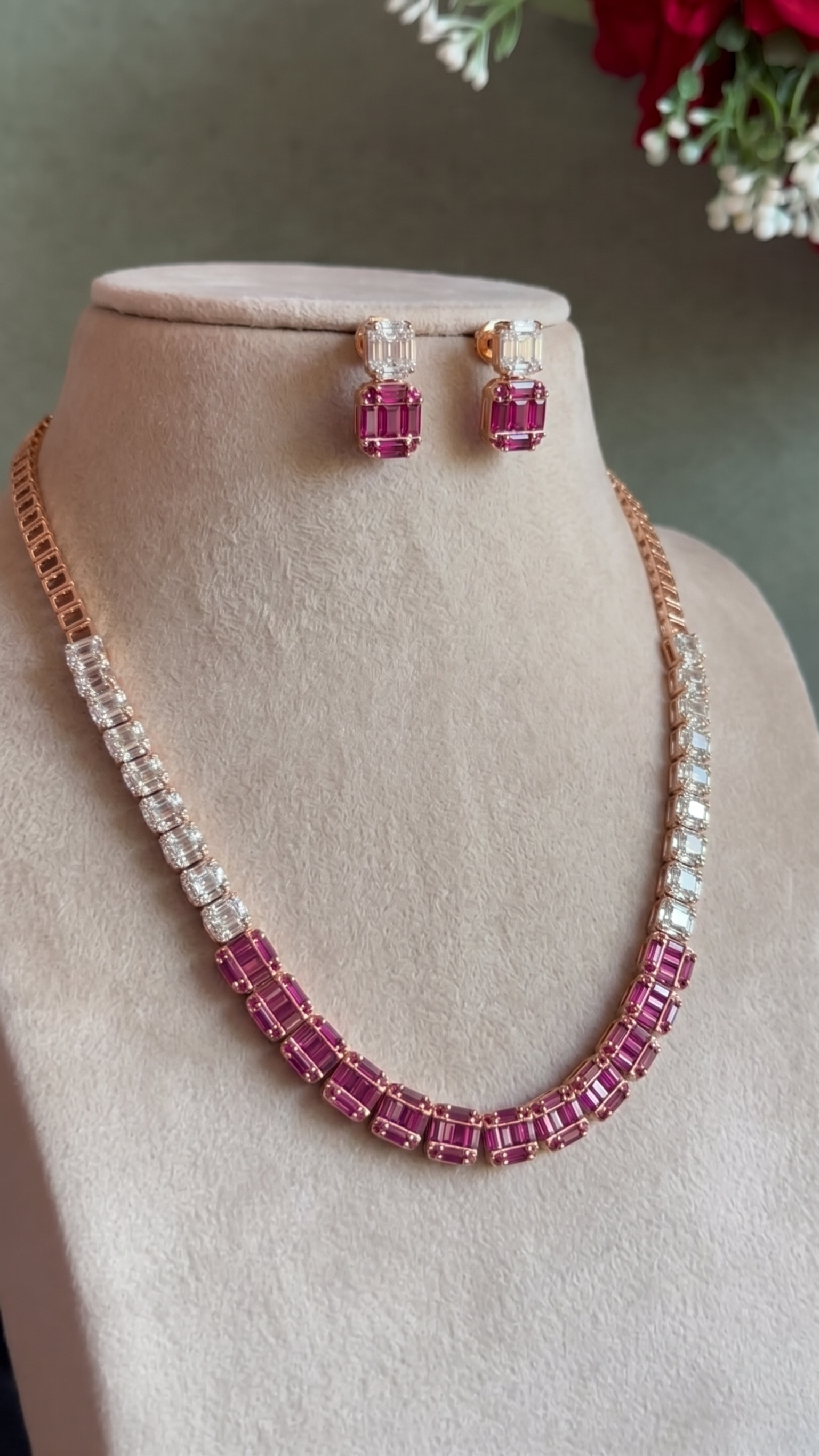 Regal Baguette Ruby and Diamond Gradient Set