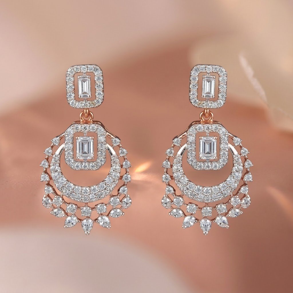 Regal Emerald-Cut Chandelier Earrings
