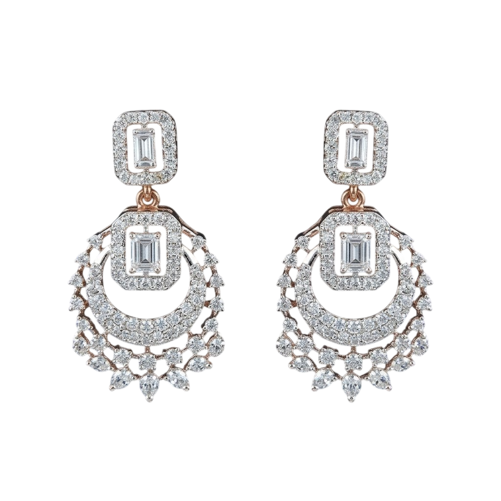 Regal Emerald-Cut Chandelier Earrings