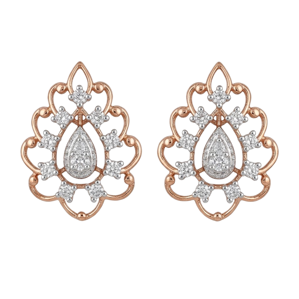 Ornate Filigree Teardrop Stud Earrings
