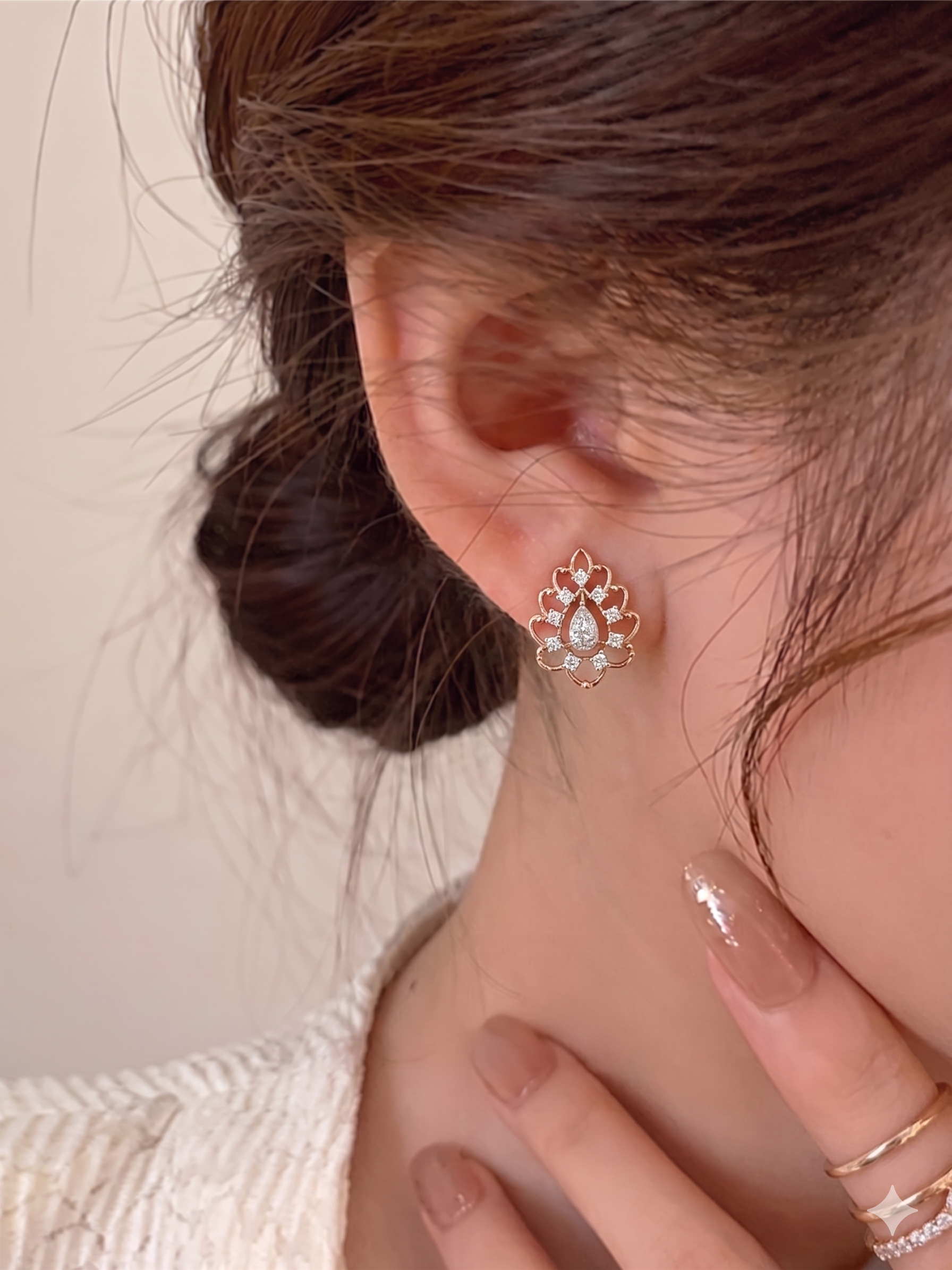 Ornate Filigree Teardrop Stud Earrings