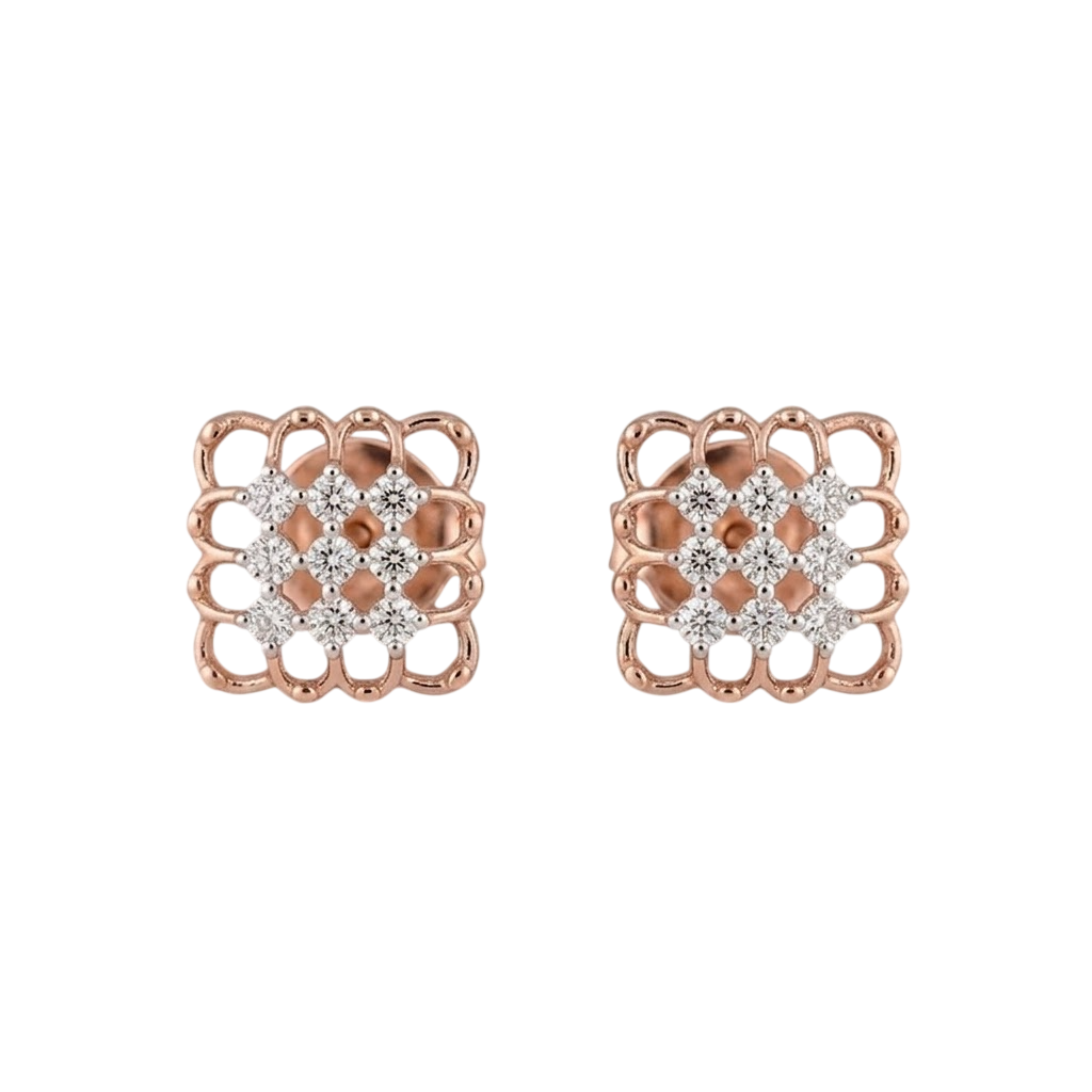 Geometric Grid Stud Earrings