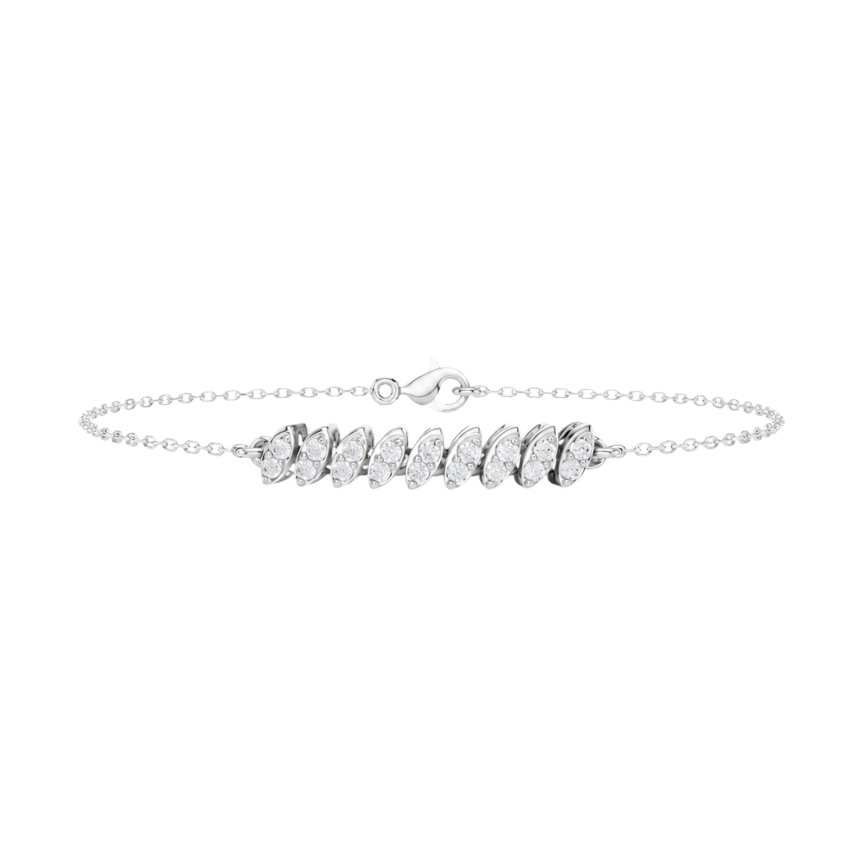 Radiant Marquise Cluster Link Silver Bracelet
