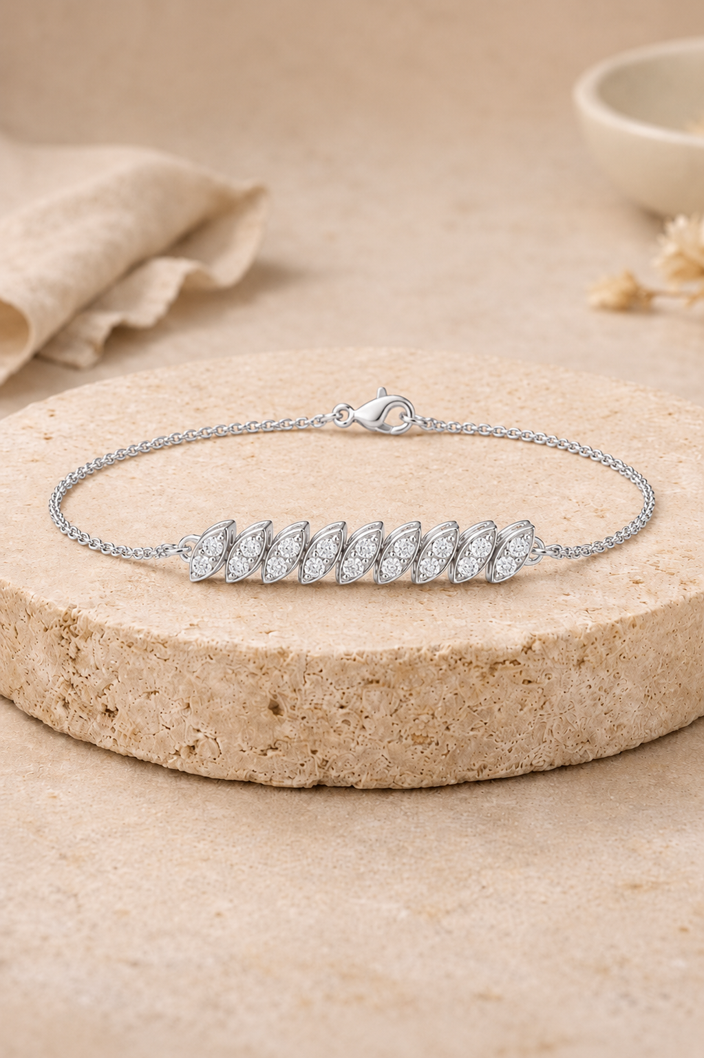 Radiant Marquise Cluster Link Silver Bracelet