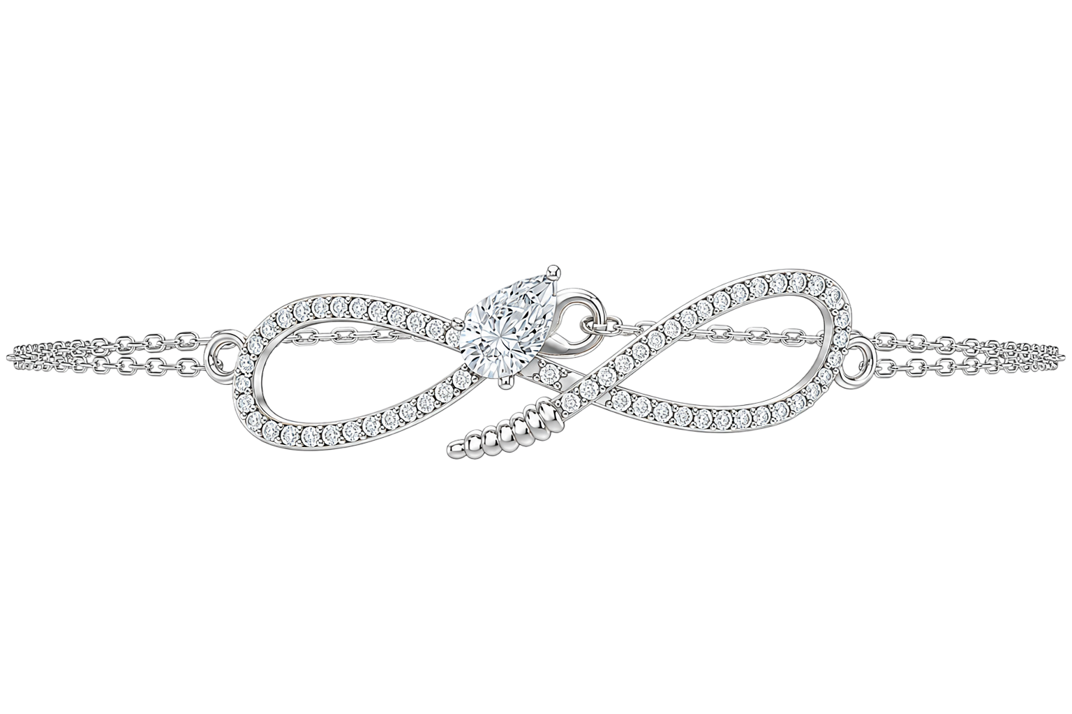 Pavé Infinity & Pear-Cut Centerpiece Silver Bracelet