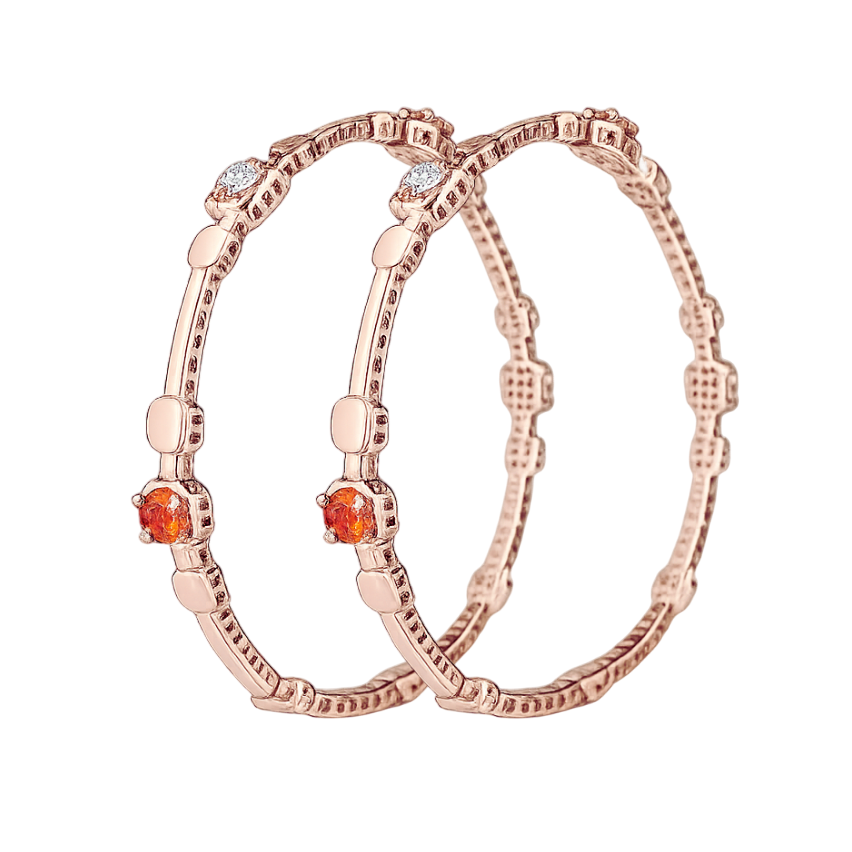 Sunset-Hued Gemstone & Rose Gold Bangles