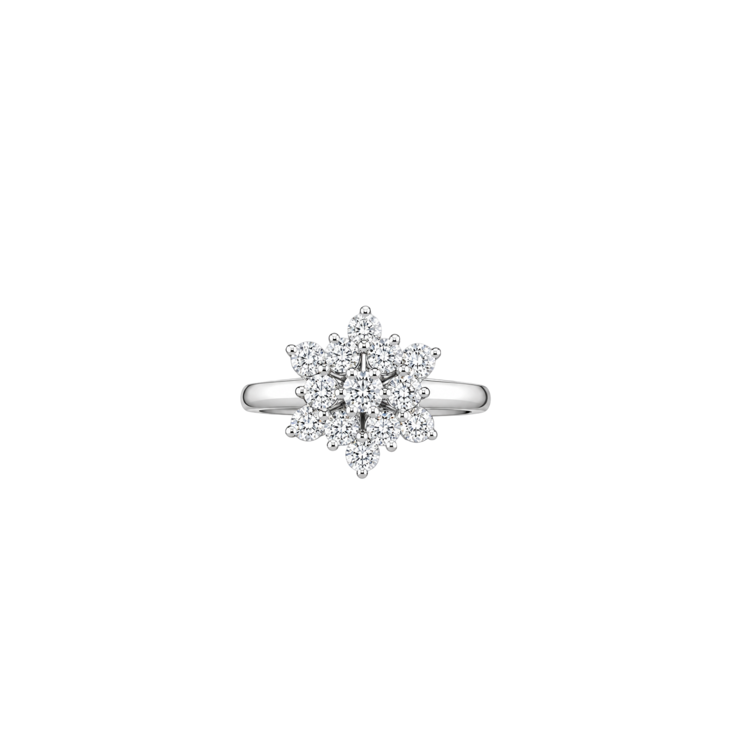 Sparkling Snowflake Cluster Silver Ring