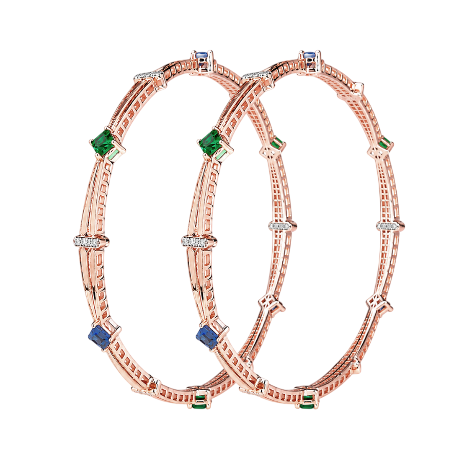 Multicolor Gemstone Rose Gold Bangles