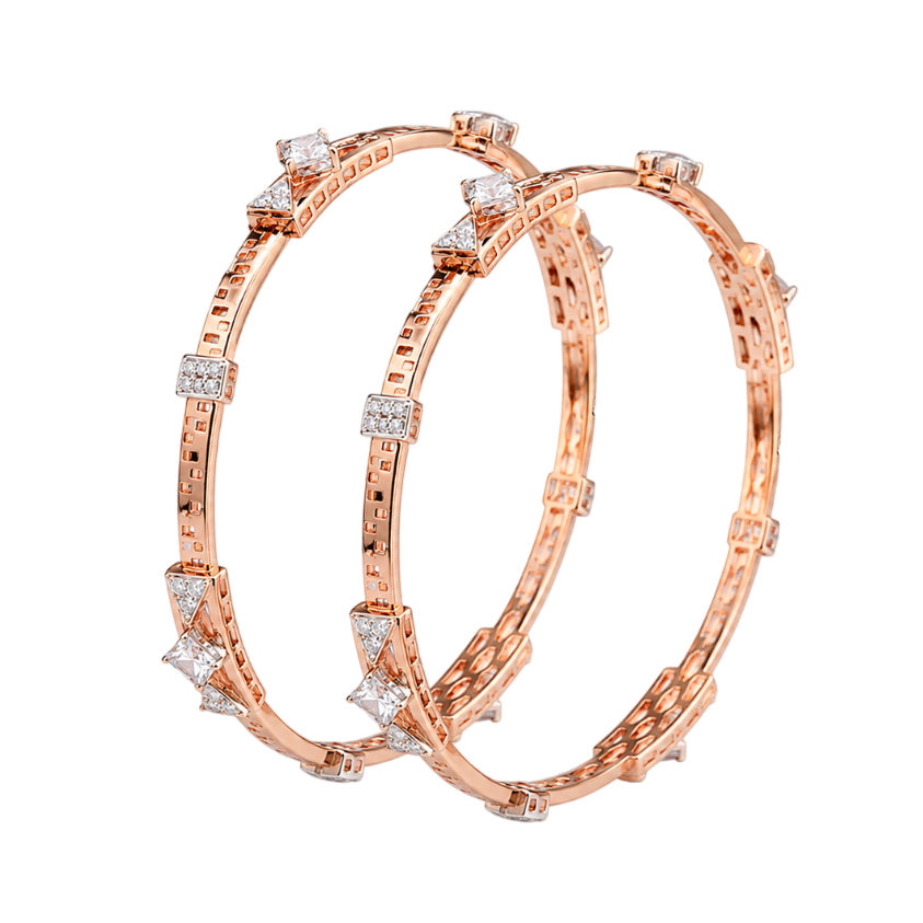 Geometric Prism Rose Gold Statement Bangles
