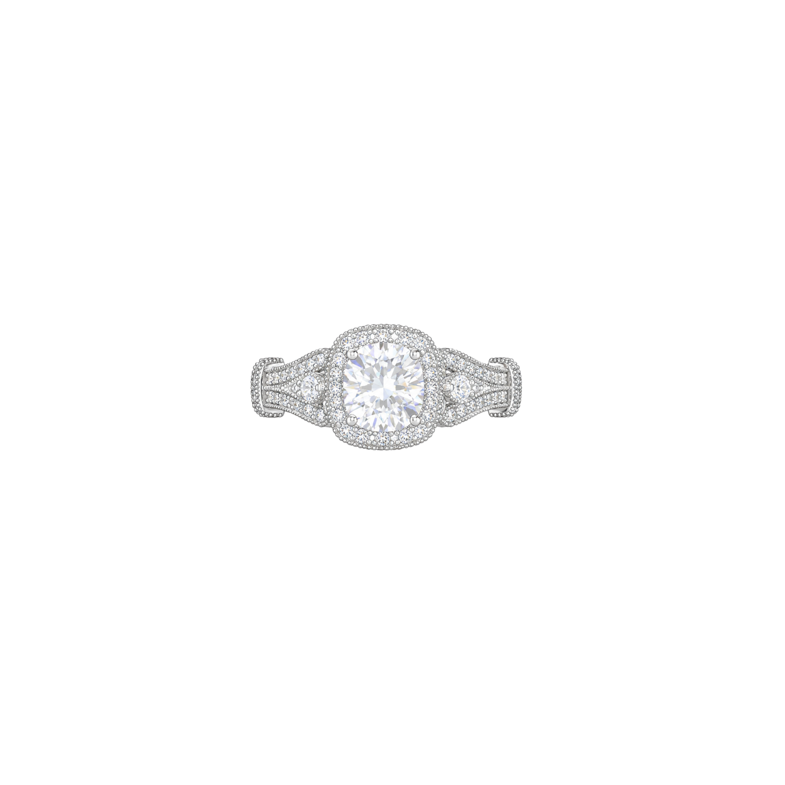 Vintage-Inspired Milgrain Halo Engagement Ring
