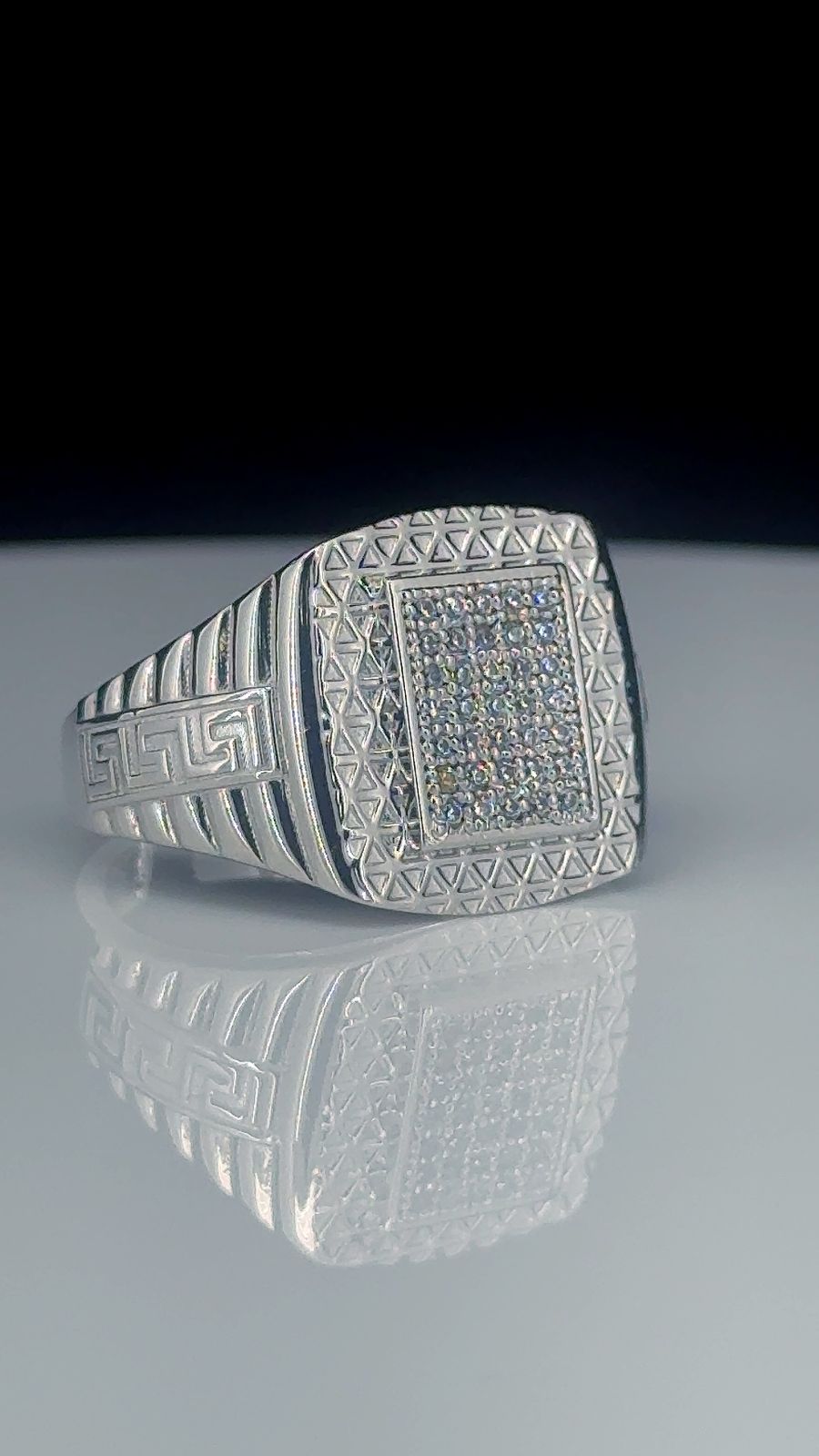 Imperial Textured Square 925 Silver Ring