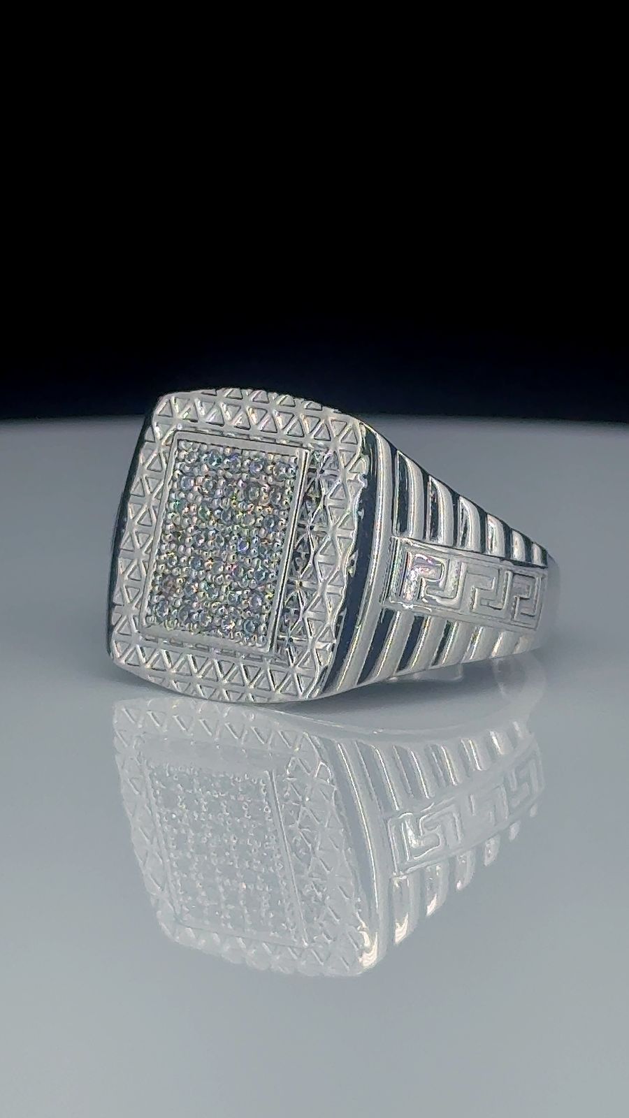 Imperial Textured Square 925 Silver Ring