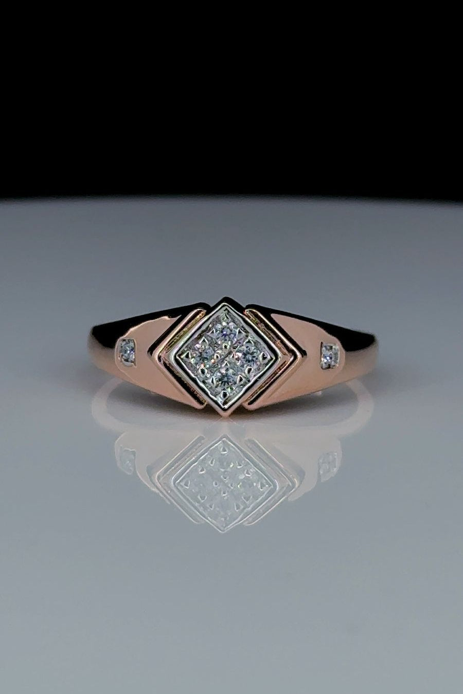 Rose Gold Diamond Square 925 Silver Ring