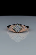 Rose Gold Diamond Square 925 Silver Ring