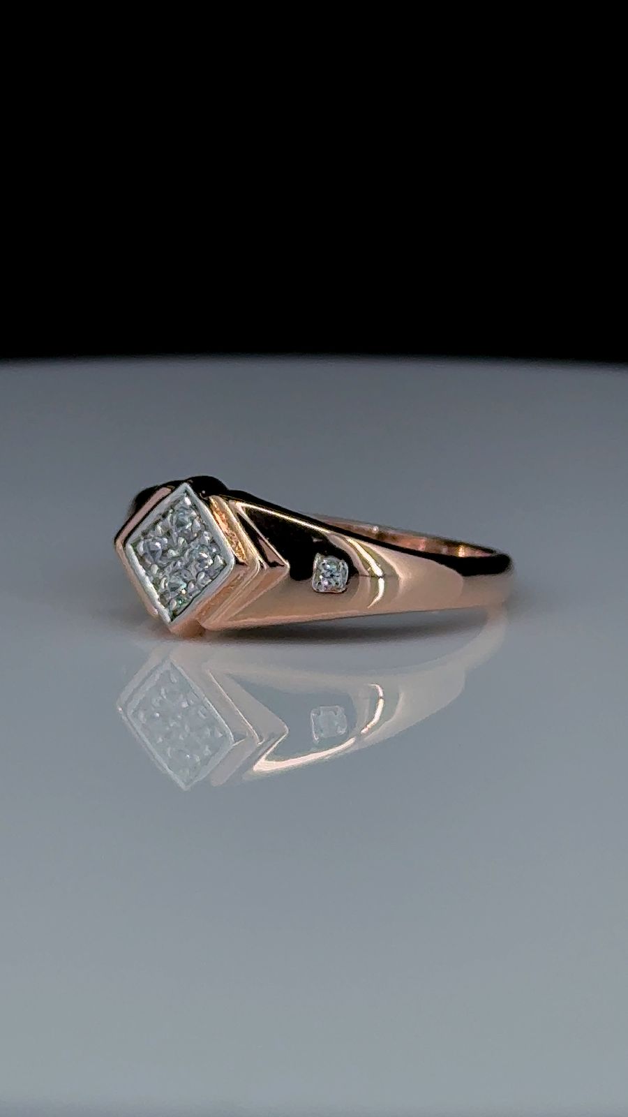 Rose Gold Diamond Square 925 Silver Ring