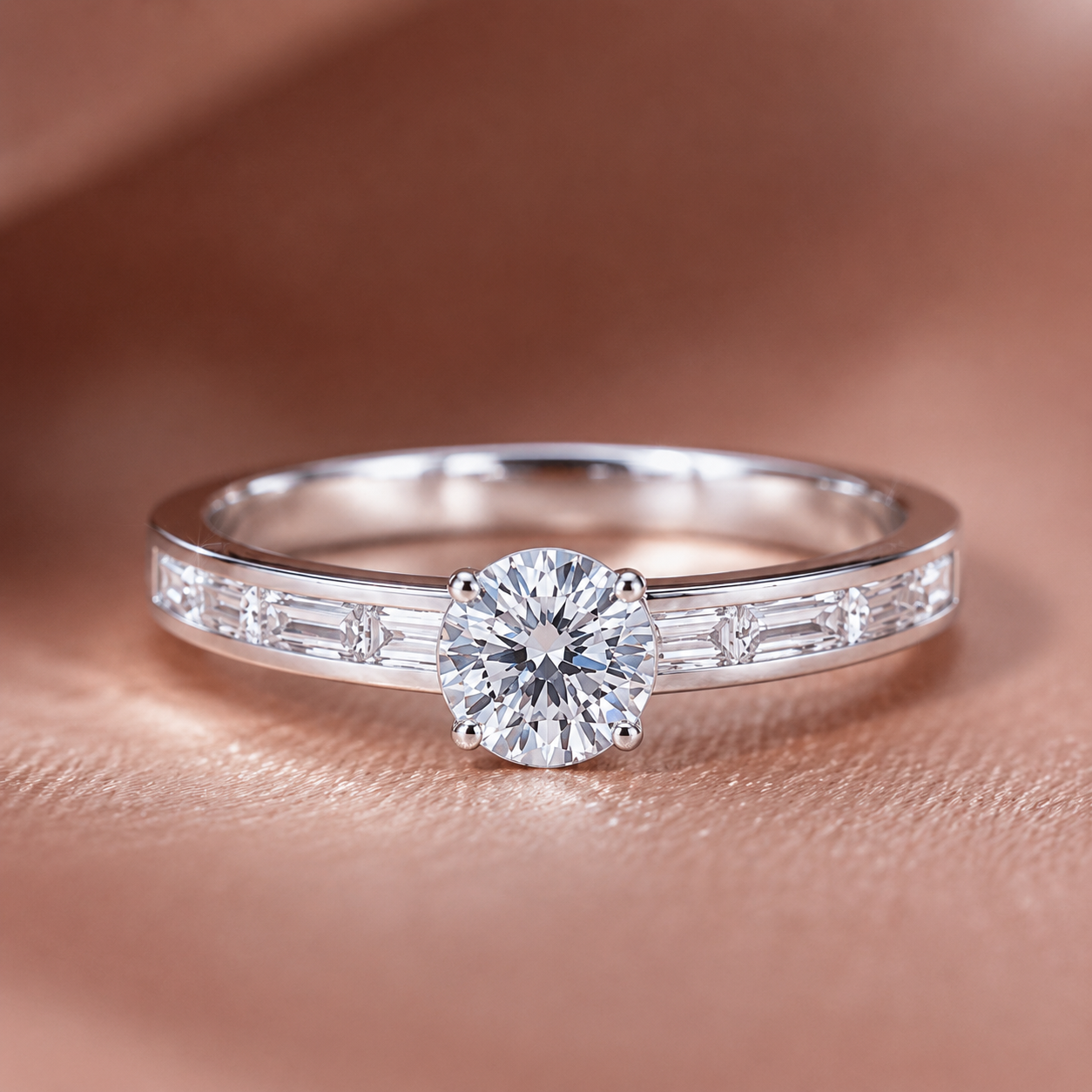 Classic Channel-Set Baguette Diamond Engagement Ring