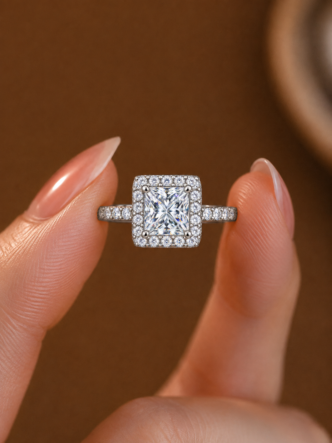 Radiant Princess-Cut Halo Engagement Ring