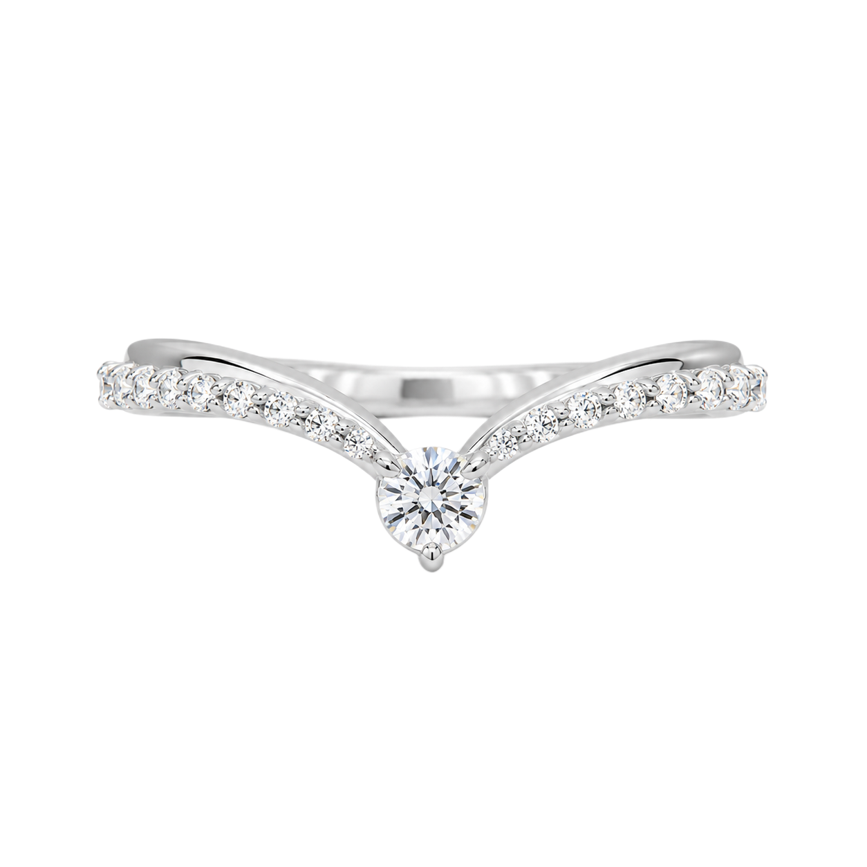 V-Shaped Solitaire-Accented Chevron Band