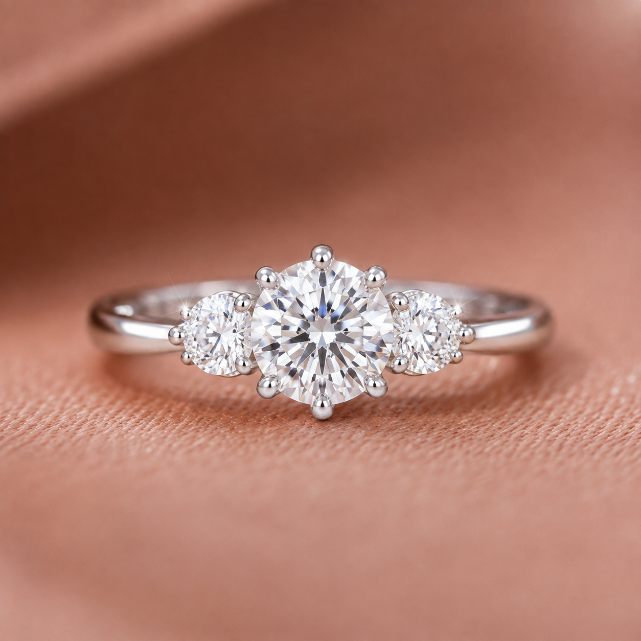 Radiant Pavé-Accented Round Solitaire Ring