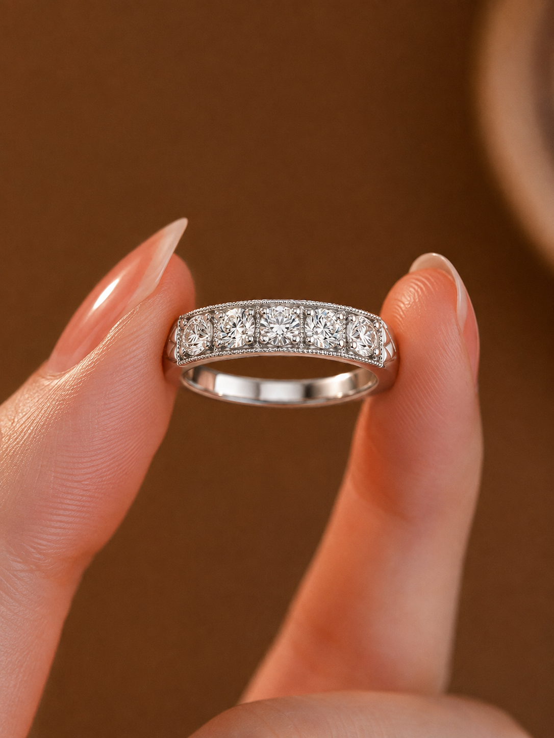 Vintage-Inspired Five-Stone Diamond Ladies Band