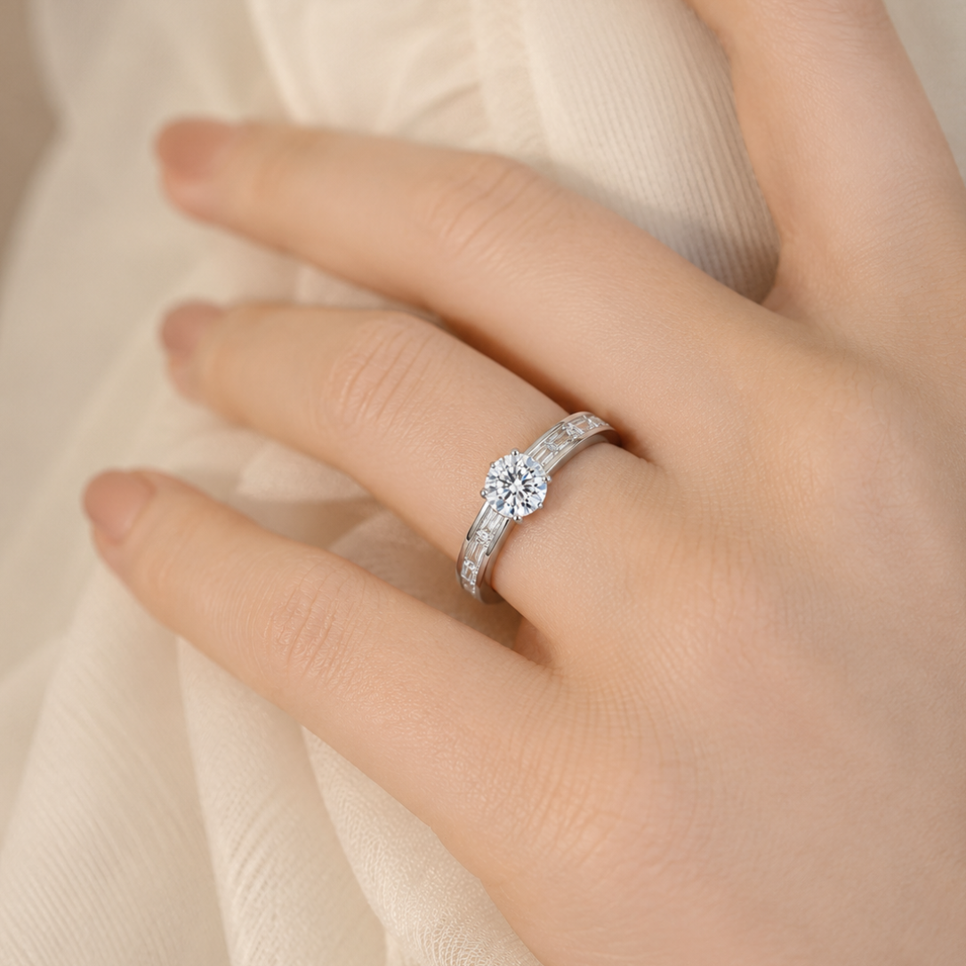 Classic Channel-Set Baguette Diamond Engagement Ring
