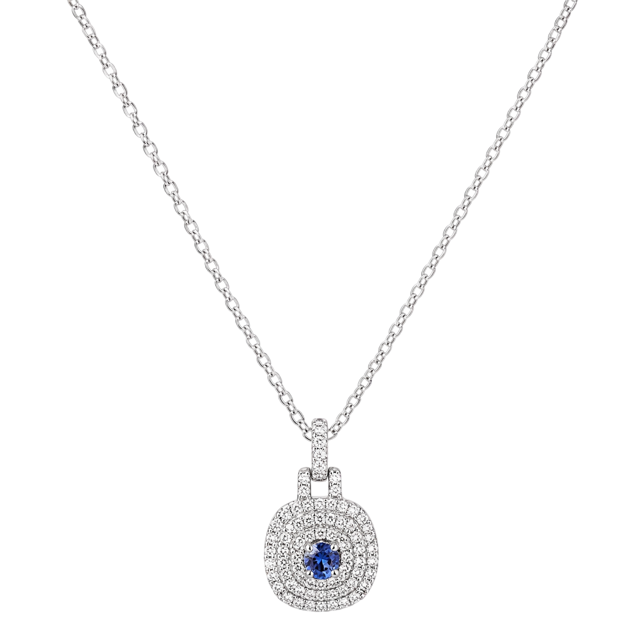 Radiant Double-Halo Sapphire Pendant