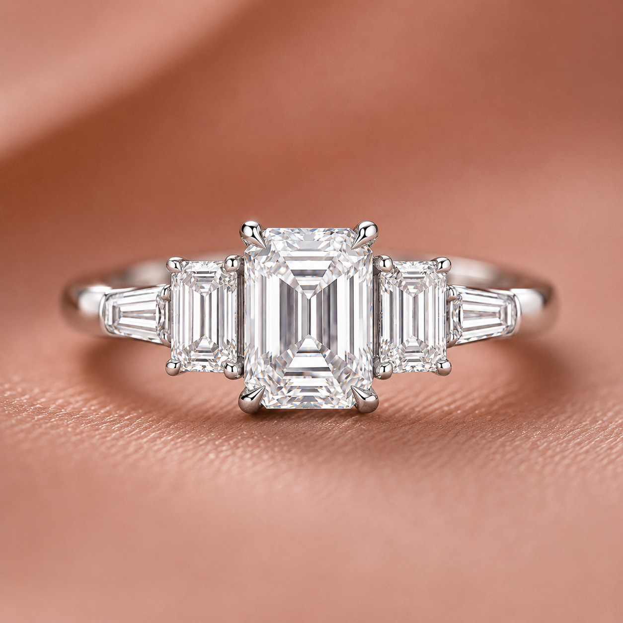 Grand Five-Stone Emerald-Cut Diamond Ring