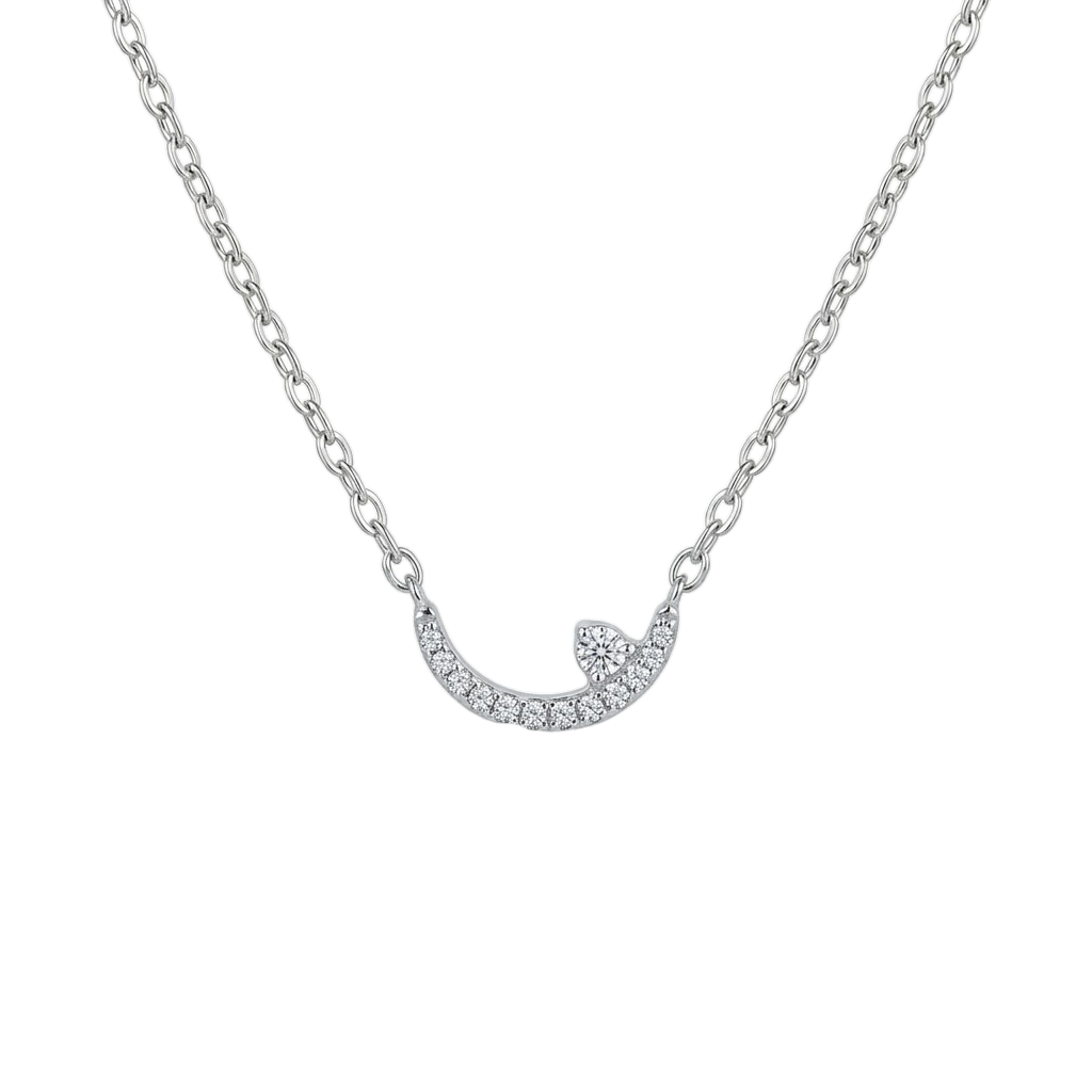Elegant Curved Wave Diamond Pendant Necklace