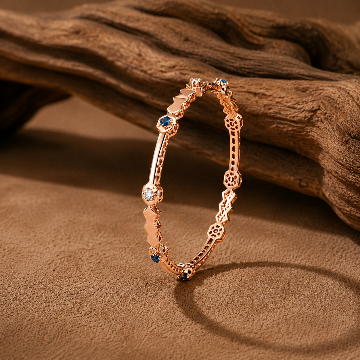 Modern Geometric Multigemstone Accent Bangles