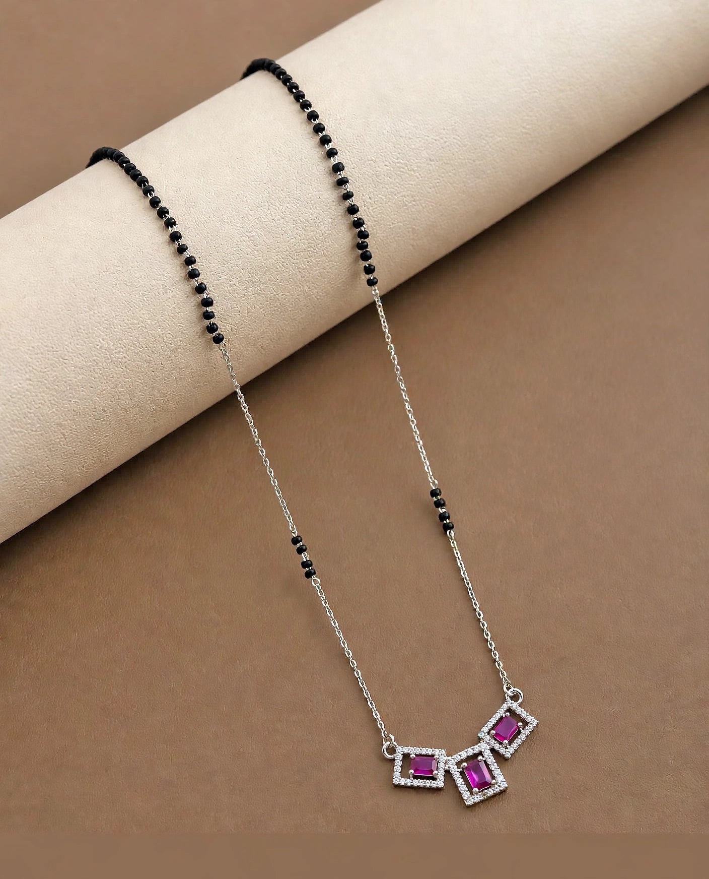 Regal Ruby-Tone Geometric Mangalsutra