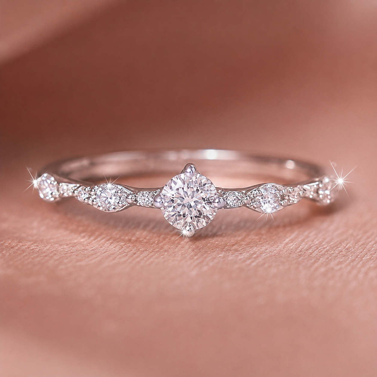 Delicate Marquise-Cluster Diamond Band Ring
