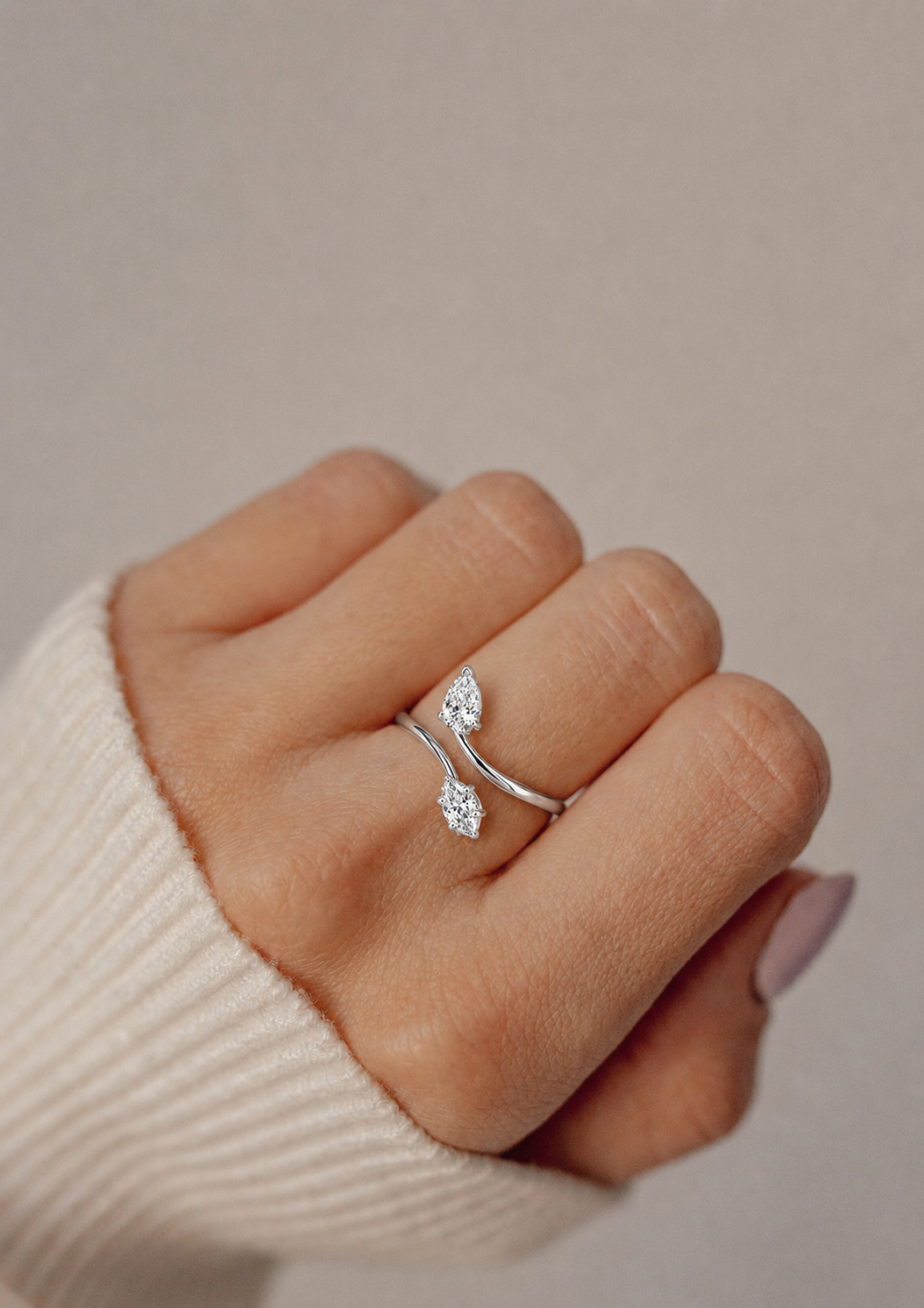Duo-Stone Bypass Statement Ring